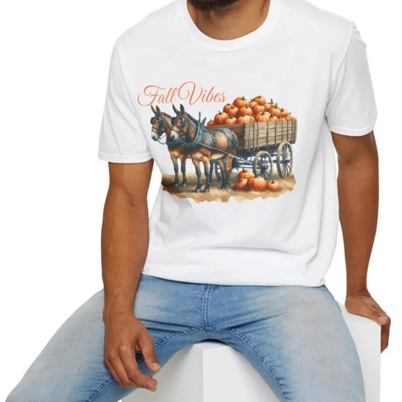 Autumn Mule Shirt Mule TshirtMule Tee Mule Team Mule Pulling Wagon Autumn Tee - Picture 2 of 4